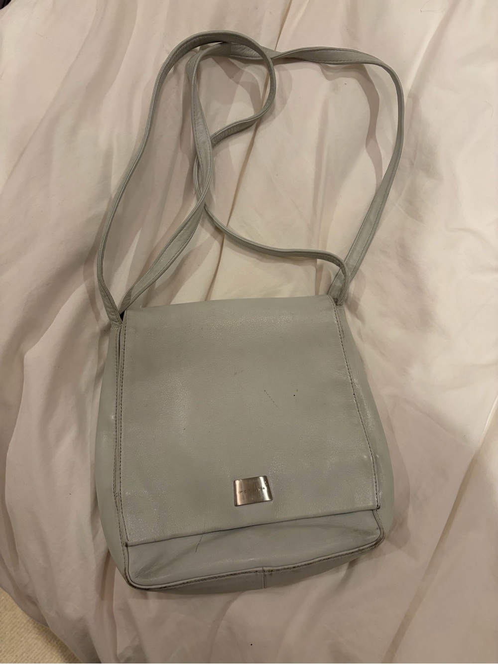 Perlina Light Gray Crossbody Leather Bag